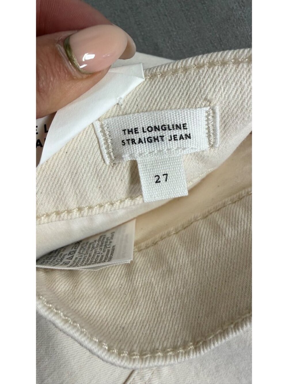 Madewell The Longline Straight Jean Cream Vintage Canvas Size 27 Stretch - Picture 5 of 16